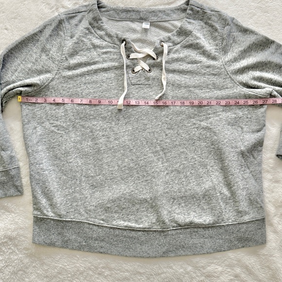 Old Navy Relaxed Lace-Up French Terry Top Heather Gray Size XXL - Picture 6 of 8